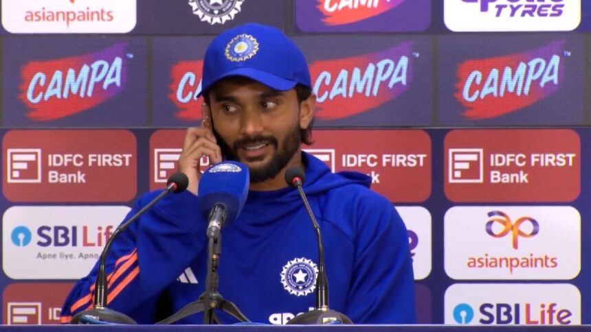 Nitish Kumar Reddy’s press conference was interrupted by a phone call. (Photo: Screengrab via BCCI/X)