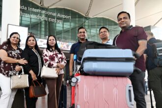 Passengers arrive at the Noida International Airport in Jewar (PTI Photo)