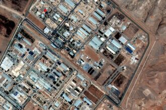 This satellite image provided by Maxar Technologies shows the Isfahan enrichment facility in Iran after being hit by Israeli airstrikes, on Saturday, June 14, 2025. (Maxar Technologies via AP)