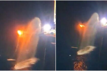 The offshore rig at the spot where natural gas has been discovered (Image: Screenshots from video shared by Hardeep Puri).