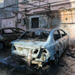 Vehicles caught fire and houses were damaged in Bahrain due to falling debris of drones interception. (X/@moi_bahrain)