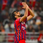 Lucknow Super Giants' Prince Yadav celebrates a wicket during an Indian Premier League cricket match. (AP Photo)