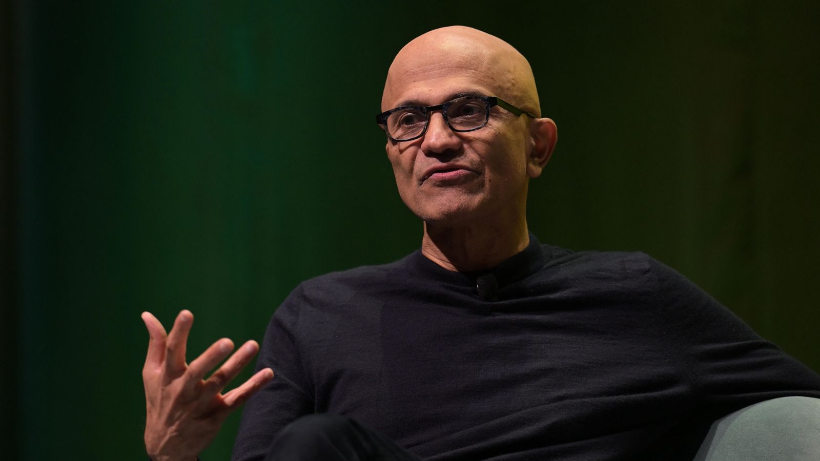 Satya Nadella, the chief executive of Microsoft, at the Hard Fork Live event in San Francisco, June 10, 2026. (Mike Kai Chen/The New York Times)