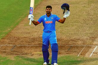File image of Shreyas Iyer celebrating a century for Team India. (PHOTO: Reuters)