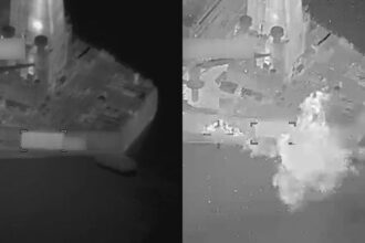 A US aircraft fired a Hellfire missile at the engine room of the Botswana-flagged M/T vessel. (X/@IRIMFA_SPOX)