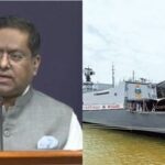 Randhir Jaiswal (R) and INS Kolkata (L)