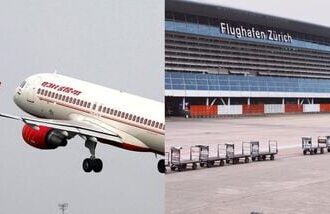 Pictures of Air India flight (L) and Zurich airport (R) for representative purposes only.