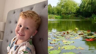 A picture of Noah Woods (L) and a representative image of a pond (R).