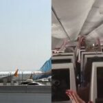 A representative picture of Fly Dubai flight (L) and a picture from viral video (R).