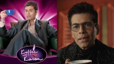 Karan Johar in Koffee with Karan 2004 poster (L) and 2026 video (R).