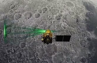 New Delhi, Aug 23 (ANI): Chandrayaan-3 Mission: A view of the Chandrayaan-3 lander Vikram to touchdown on the Moon's South Pole, on Tuesday. (ANI Photo)