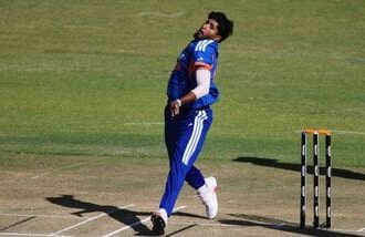 India's bowler Yash Thakur in action