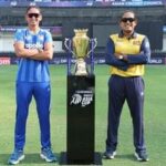 India captain Harmanpreet Kaur (L) and Sri Lanka skipper Chamari Athapaththu pose with the series trophy in Dubai on Saturday.