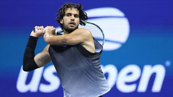 Carlos Alcaraz of Spain in action against Ben Shelton of the United States in US Open 2026.
