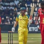 Australia's Travis Head celebrates after scoring a century during the second ODI against Zimbabwe in Harare on Friday.