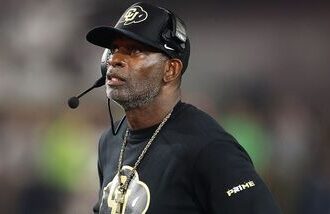 Head coach Deion Sanders of the Colorado Buffaloes looks on against the Georgia Tech Yellow Jackets during the second quarter at Bobby Dodd Stadium. (file photo)