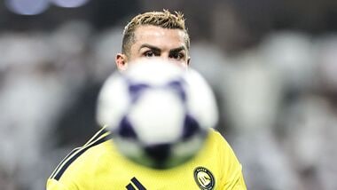 Nassr's Portuguese forward #07 Cristiano Ronaldo eyes the ball during the AFC Champions League Elite (ACL) football match between Al-Ain and Al-Nassr at the Azza Bin Zayed stadium in Al-Ain on September 15, 2026. (Photo by Fadel SENNA / AFP)