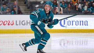 San Jose Sharks center Macklin Celebrini in action