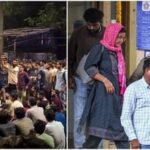 Students stage a protest after a 22-year-old student of the Indian Institute of Technology (IIT) Bombay committed suicide in his hostel room (L); Parents of the deceased. (R).