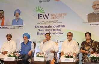Union petroleum minister Hardeep Singh Puri and West Bengal chief minister Suvendu Adhikari among other dignitaries at the curtain-raiser of India Energy Week 2027 in Kolkata.