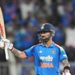 India's Virat Kohli celebrates his fifty runs during the first one day international cricket match between India and West Indies in Thiruvananthapuram, India.