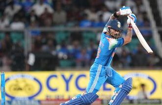 India's Virat Kohli plays a shot during the first one day international cricket match between India and West Indies in Thiruvananthapuram.