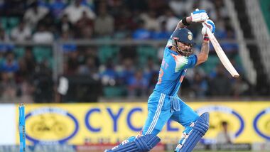 India's Virat Kohli plays a shot during the first one day international cricket match between India and West Indies in Thiruvananthapuram.
