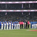The Indian and Afghanistan players line up before the national song and national anthem were played at Arun Jaitley Stadium in New Delhi.