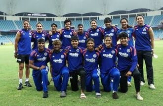 The Indian women's team pose for the photo after their Asia Cup 2026 triumph.