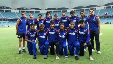 The Indian women's team pose for the photo after their Asia Cup 2026 triumph.
