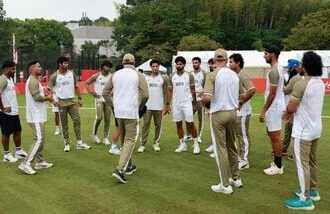 The Indian men's cricket team in Nisshin during their training.
