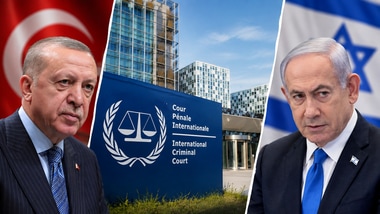 Turkish President Recep Tayyip Erdogan(Left), Prime Minister Benjamin Netanyahu(Right).  Collage made using AI for representation.