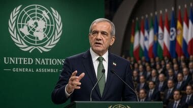 Iranian president Pezeshkian's speech comes a day after US President Donald Trump told the UNGA he faced a choice between a deal with Iran and further military action. (AI-generated Image for representational purposes only)