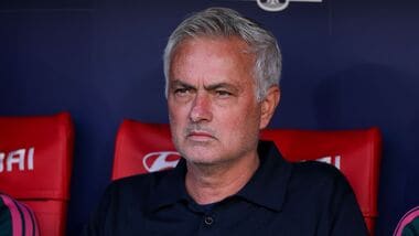 Real Madrid's Portuguese coach Jose Mourinho looks on during the Spanish league football match between Club Atletico de Madrid and Real Madrid CF at the Metropolitano stadium.