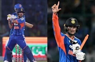 Ishan Kishan (Left) remains on top of the ICC T20I batters' rankings, whereas Abhishek Sharma (Right) has climbed one spot to second place.