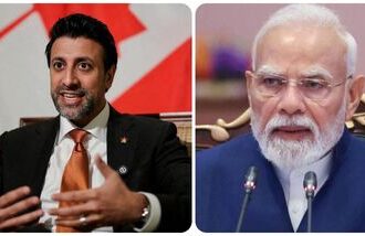 Canadian Trade Minister Maninder Sidhu; Prime Minister Narendra Modi