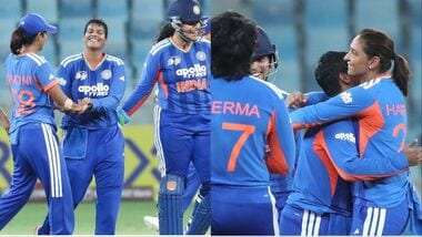 The India women’s cricket team celebrates their T20 Asia Cup win over Sri Lanka in Dubai on Sunday.