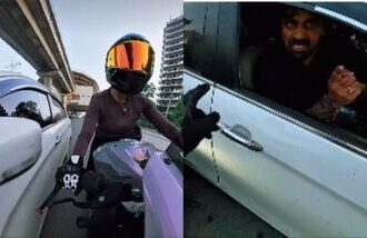 Woman biker dragged on Gurugram road after car allegedly rams her sports bike