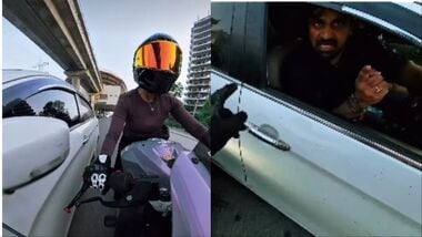 Woman biker dragged on Gurugram road after car allegedly rams her sports bike