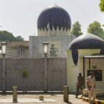 File photo of security personnel outside the Pakistan High Commission in New Delhi