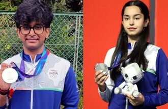 Parth Mane (left) won silver in the men's 10m air rifle team event; Anahat Singh (right) sealed silver in the women's singles squash competition at the Asian Games  2026 in Nagoya.