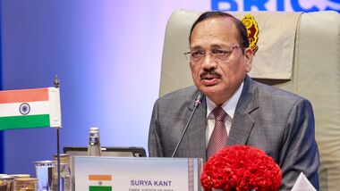New Delhi: Chief Justice of India Surya Kant during a meeting with the senior judicial leaders from BRICS member states and partner countries on the second day of the BRICS Chief Justices' Forum, in New Delhi, Saturday, Sept. 5, 2026. (PTI Photo)(PTI09_05_2026_000376B)