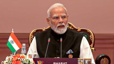 Prime Minister Narendra Modi speaks during the 18th BRICS Summit, at the Bharat Mandapam, in New Delhi.