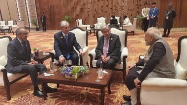Prime Minister Narendra Modi and World Health Organization Director-General Tedros Adhanom Ghebreyesus during the Gala dinner amid the ongoing BRICS Summit, on Saturday, in New Delhi.