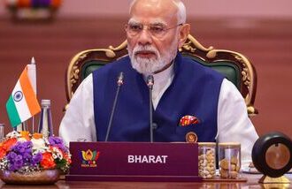 Prime Minister Narendra Modi at the second day of the Brics Summit 2026, in New Delhi on Sunday.