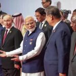 Prime Minister Narendra Modi with Russian President Vladimir Putin, Chinese President Xi Jinping, Iranian President Masoud Pezeshkian, Egyptian President Abdel Fattah el-Sisi, Indonesian President Prabowo Subianto, South African President Cyril Ramaphosa and others during a group photograph at the 18th BRICS Summit, in New Delhi.