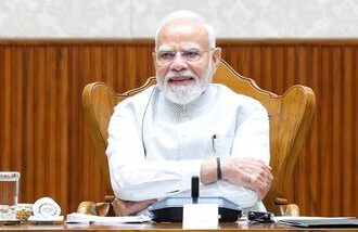 In this image received on Sept. 17, 2026, Prime Minister Narendra Modi chairs a roundtable with Semiconductor CEOs, at Seva Teerth in New Delhi, on Wednesday. (PMO via PTI Photo)