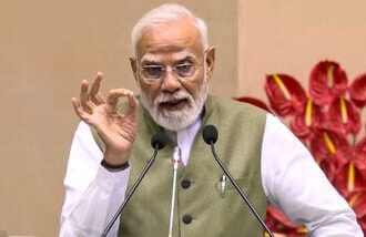 Prime Minister Narendra Modi addresses the inauguration of the International Conference on 'The Future of Environment and Climate Dynamics', at Vigyan Bhawan, in New Delhi.