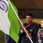 India's Pawan Sehrawat (Left) and Manu Bhaker (Right) led the country's athletes during the Asian Games 2026 opening ceremony in Nagoya, Japan on Saturday.