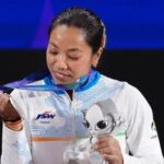 India's Mirabai Chanu won a silver medal in the women's 49kg weightlifting category at the 2026 Asian Games in Nagoya on Wednesday.